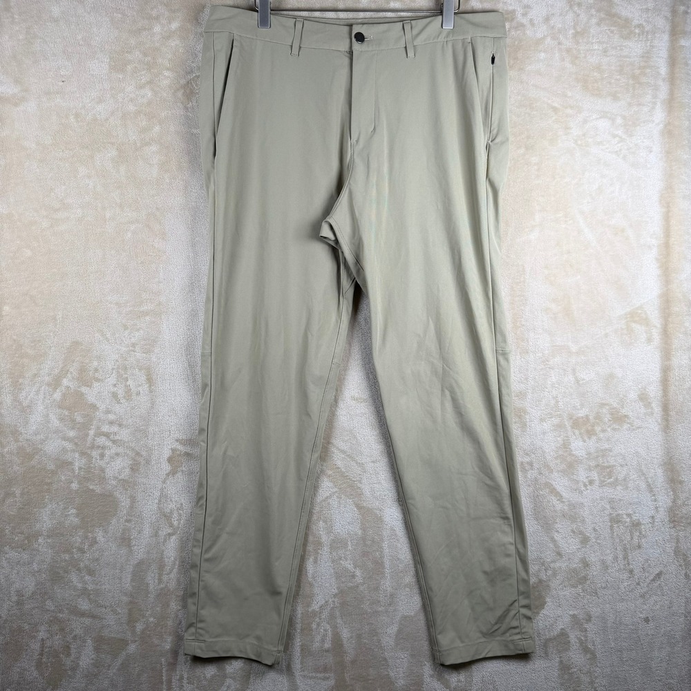 Lululemon Mens 36 Commission Pant Slim Warpstreme Tan Khaki Technical Office